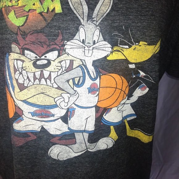 Unisex Old Navy Collectability Vintage Space Jam Dark Heather Grey Daffy Bugs - Picture 2 of 3